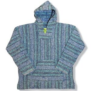 American Vintage Blue Teal Striped Baja Hoodie